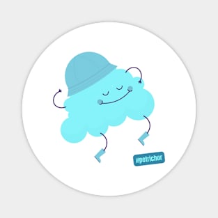 Hashtag Petrichor Cute Blue Cloud with a Rain Hat Magnet